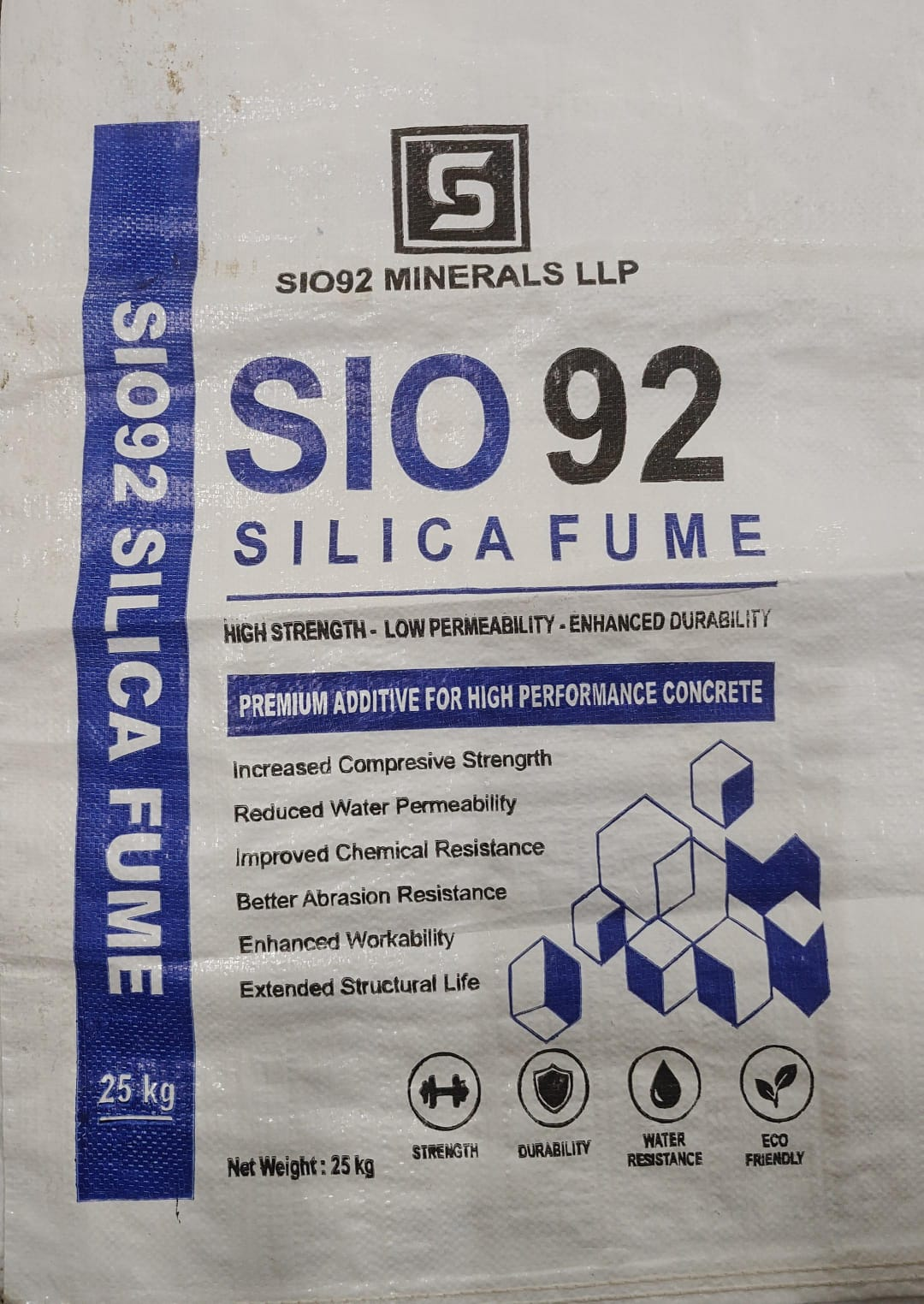 Sio92 Silica Fume 25 kg bag front panel